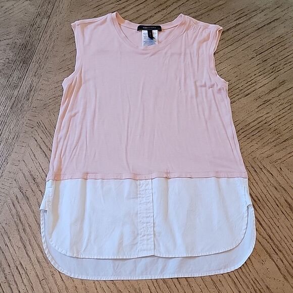 BCBGMAXAZRIA pink and white sleeveless top XXS fit a size S too - Picture 1 of 8